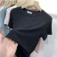 Summer Casual Grey Stripe Loose T-Shirts 2021 Scoop Neck Short Sleeve Women's Tops T-shirt