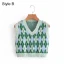 Fashion Sky Blue Two Tone Fall Knitting Casual Tank Sweaters 2021 V-Neck Short Sleeve Women's Tops
