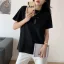 Fashion Summer Street Wear Cotton Cartoon Printing Black T-Shirts 2021 Loose Scoop Neck Short Sleeve Women's Tops T-shirt