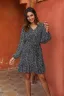Chic / Beautiful Black Street Wear Summer Spotted Women Dresses 2021 V-Neck Long Sleeve