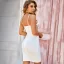 Sexy Blanche Transparentes En Dentelle Fleur Serré Robe De Fete 2021 Bretelles Spaghetti Sans Manches Dos Nu Cocktail Femme Robes