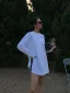 Casual Sommar Enfärgad Vita Lösa T-Shirts 2021 Bomull Urringning Långärmad Damtoppar