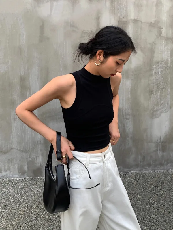 Summer Casual Khaki Solid Color Tight Tank 2021 Cotton Scoop Neck Sleeveless Women's Tops