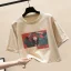 Chic / Beautiful Summer White Street Wear Casual Loose Printing T-Shirts 2021 Scoop Neck Short Sleeve Cotton Women's Tops T-shirt
