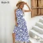 Chic / Beautiful Summer Black Floral Street Wear Maxi Dresses 2021 High Neck Sleeveless Women Dresses