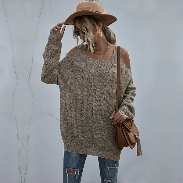 Sommer Strassenmode Khaki Stiefel Leibchen Pullover 2021 Eckiger Ausschnitt Bandeau 3/4 Ärmel Damen Oberteile