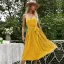 Chic / Beautiful Summer Street Wear Ocean Blue Spotted Maxi Dresses 2021 V-Neck Sleeveless Cami Sash