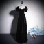 Chic / Beautiful Black Velvet Evening Dresses 2023 A-Line / Princess Off-The-Shoulder Short Sleeve Backless Floor-Length / Long Evening Party Formal Dresses