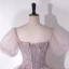 Chic / Beautiful Lavender Glitter Beading Prom Dresses 2024 A-Line / Princess Square Neckline Short Sleeve Backless Floor-Length / Long Prom Formal Dresses