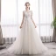 Elegant Ivory Wedding Dresses 2019 A-Line / Princess Scoop Neck Sequins Lace Flower 1/2 Sleeves Backless Sweep Train