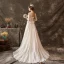 Luxury / Gorgeous Champagne Glitter Wedding Dresses 2019 A-Line / Princess Scoop Neck Beading Lace Flower Sleeveless Court Train