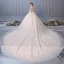 Luxe Champagne Robe De Mariée 2019 Robe Boule Encolure Dégagée Paillettes En Dentelle Fleur 3/4 Manches Dos Nu Royal Train