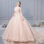 Luxury / Gorgeous Champagne Wedding Dresses 2019 Ball Gown Strapless Rhinestone Pearl Lace Flower Sequins Sleeveless Backless Royal Train