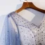 Chic / Belle Bleu Marine Dégradé De Couleur Robe De Soirée 2019 Princesse V-Cou Perlage Cristal Étoile Paillettes Ceinture Manches Longues Longue Robe De Ceremonie