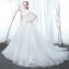 Modern / Fashion White Pregnant Wedding Dresses 2019 Empire V-Neck Lace Flower Rhinestone Sleeveless Backless Chapel Train