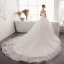 Charming Ivory Wedding Dresses 2019 A-Line / Princess Off-The-Shoulder Lace Flower Pearl Appliques Sleeveless Backless Cathedral Train