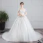 Elegant Ivory Pregnant Wedding Dresses 2019 Empire Off-The-Shoulder Sequins Appliques Lace Flower Short Sleeve Chapel Train