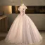 Chic / Beautiful Blushing Pink Sequins Appliques Prom Dresses 2025 Ball Gown Scoop Neck Short Sleeve Backless Floor-Length / Long Formal Dresses