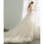 Élégant Champagne Robe De Mariée 2019 Princesse De l'épaule Perlage Paillettes En Dentelle Fleur Manches Courtes Cathedral Train