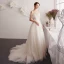 Élégant Champagne Robe De Mariée 2019 Princesse De l'épaule Paillettes En Dentelle Fleur Manches Courtes Dos Nu Train De Balayage