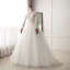 Chic / Beautiful Ivory Wedding Dresses 2019 A-Line / Princess Scoop Neck Buttons Lace Flower Long Sleeve Sweep Train