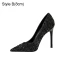 Charmant Noire Soirée Paillettes Escarpins 2021 10 cm Talons Aiguilles Cuir À Bout Pointu Escarpins Talons Hauts