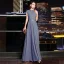 Chic / Beautiful Blushing Pink Evening Dresses  2019 A-Line / Princess Scoop Neck Glitter Polyester Sash Sleeveless Floor-Length / Long Formal Dresses