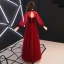 Élégant Bordeaux Robe De Soirée 2019 Princesse Col Haut Daim Noeud Manches Longues Dos Nu Longue Robe De Ceremonie