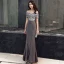 Glitzernden Grau Abendkleider 2019 Meerjungfrau Off Shoulder Glanz Polyester Pailletten Kurze Ärmel Rückenfreies Lange Festliche Kleider