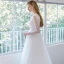 Simple Ivoire Robe De Mariée 2021 Princesse Encolure Dégagée Noeud En Dentelle Fleur Manches Longues Tribunal Train Mariage