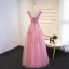 Chic / Belle Rose Bonbon Robe De Bal 2018 Princesse En Dentelle Appliques Paillettes Encolure Dégagée Dos Nu Sans Manches Longue Robe De Ceremonie