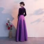 Vintage / Retro Grape Evening Dresses  2019 A-Line / Princess V-Neck Bow 3/4 Sleeve Floor-Length / Long Formal Dresses