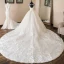Luxury / Gorgeous Champagne Wedding Dresses 2019 A-Line / Princess Scoop Neck Beading Pearl Sequins Lace Flower Cap Sleeves Backless Cathedral Train
