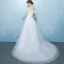 Elegant White Asymmetrical Wedding Dresses 2019 A-Line / Princess Off-The-Shoulder Sash Lace Flower Short Sleeve Backless