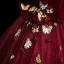 Elegant Burgundy Appliques 3D Lace Butterfly Prom Dresses 2025 Ball Gown Off-The-Shoulder Short Sleeve Backless Floor-Length / Long Formal Dresses