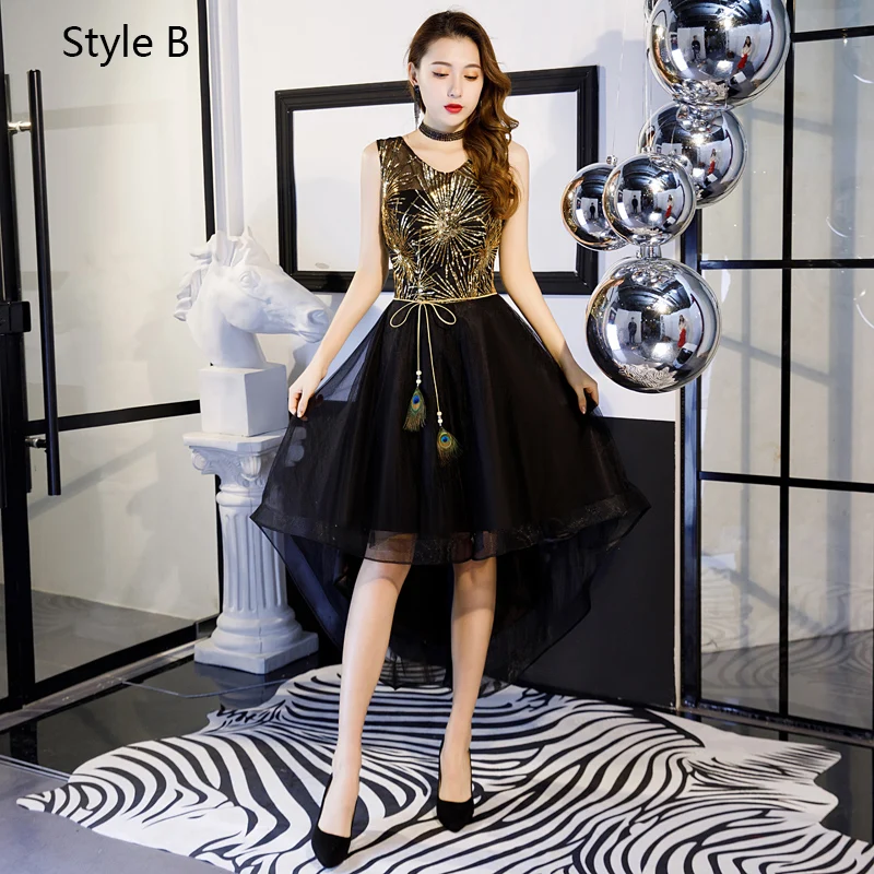 slim fit dress slacks Sherri Hill Short Beaded Homecoming Dress 56416 Black/Gold / 6 main image 1