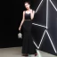 Chic / Beautiful Black Evening Dresses  2019 Trumpet / Mermaid Square Neckline Rhinestone Crystal Sleeveless Backless Floor-Length / Long Formal Dresses