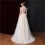 Vintage / Retro Champagne Lace Flower Prom Dresses Wedding Dresses 2021 A-Line / Princess High Neck Sleeveless Sweep Train Formal Dresses