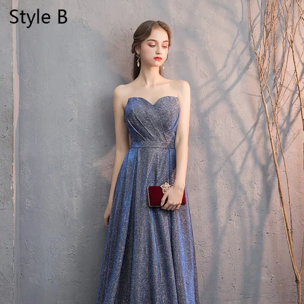 Sparkly Evening Dresses 2019 A Line Princess Off The Shoulder Glitter Satin Short Sleeve Backless Floor Length Long Formal Dresses