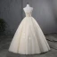 Elegant Champagne Wedding Dresses 2019 Ball Gown Strapless Lace Flower Sleeveless Backless Floor-Length / Long
