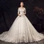 Élégant Ivoire Robe De Mariée 2019 Princesse De l'épaule Perlage Appliques Perle En Dentelle Fleur Manches Courtes Dos Nu Chapel Train
