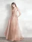 Chic / Beautiful Champagne Prom Dresses 2021 A-Line / Princess Spaghetti Straps Beading Lace Flower Sleeveless Backless Floor-Length / Long Formal Dresses
