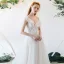 Chic / Belle Ivoire Robe De Soirée 2019 Princesse Bretelles Spaghetti Perlage En Dentelle Fleur Dos Nu Longue Robe De Ceremonie