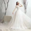 Chic / Belle Ivoire Robe De Mariée 2019 Princesse Encolure Dégagée Appliques En Dentelle Fleur Noeud Manches Courtes Dos Nu Chapel Train