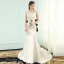 Modern / Fashion Ivory Evening Dresses  2019 Trumpet / Mermaid Scoop Neck Sleeveless Bow Backless Court Train Formal Dresses