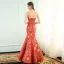 Chinese style Red Evening Dresses  2019 Trumpet / Mermaid Strapless Crystal Sleeveless Backless Printing Floor-Length / Long Formal Dresses