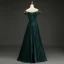 Elegant Dark Green Evening Dresses  2019 A-Line / Princess Off-The-Shoulder Rhinestone Sash Short Sleeve Backless Floor-Length / Long Formal Dresses