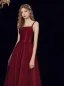 Modest / Simple Burgundy Homecoming Graduation Dresses 2021 A-Line / Princess Spaghetti Straps Sleeveless Backless Bow Floor-Length / Long Formal Dresses