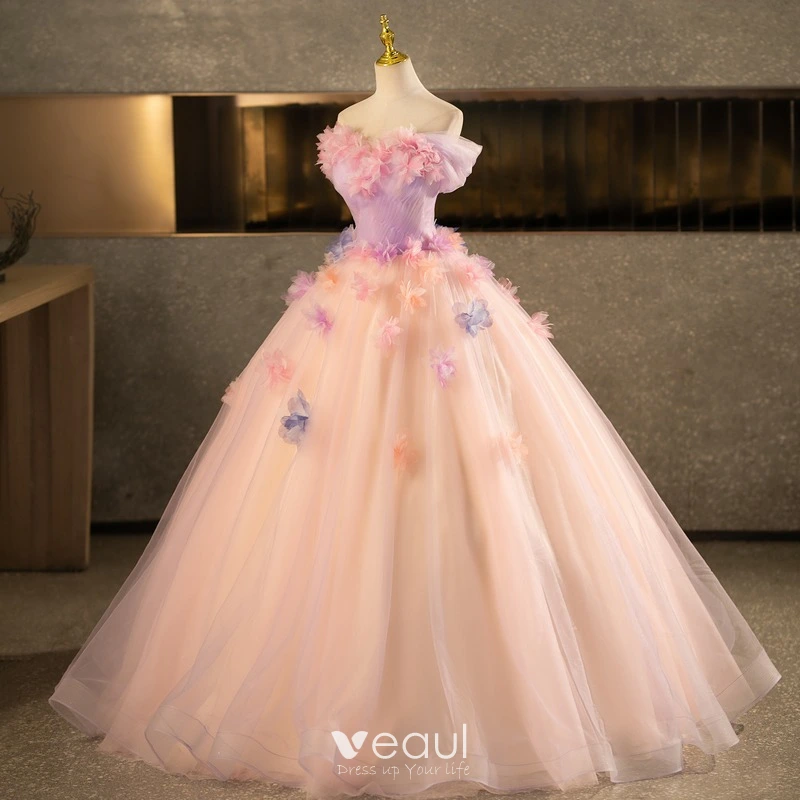 Elegant Blushing Pink Appliques Prom Dresses 2014 Ball Gown Off The Shoulder Short Sleeve Backless Floor Length Long Formal Dresses Elegant Blushing Pink Appliques Prom Dresses 2014 Ball Gown Off The Shoulder Short Sleeve Backless Floor Length Long Formal Dresses