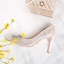 Chic / Beautiful Beige Wedding Shoes 2019 Lace Rhinestone 9 cm Stiletto Heels Pointed Toe Wedding Pumps